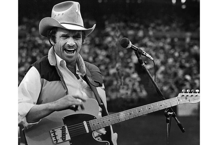 Oct. 26, 1980: Merle Haggard performing at the Country Fall Festival concert at Anaheim Stadium.