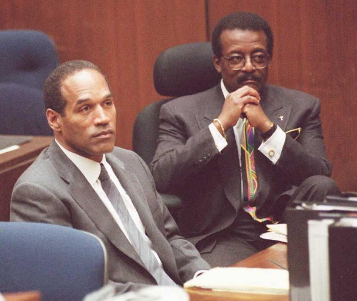 Among the Sundance debuts will be ESPN's 7.5-hour "O.J.: Made in America," which chronicles O.J. Simpson, left, with attorney Johnnie Cochran Jr., during his murder trial.