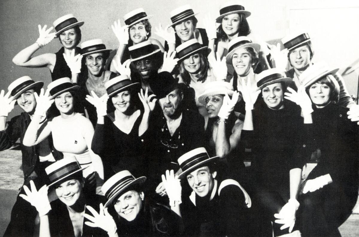 Bob Fosse, center, with the original 1978 Broadway cast of his revue "Dancin'