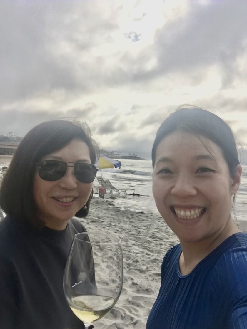 La Jollan Vivian Lim (left) and pianist Joyce Yang have formed a close friendship through the SummerFest hosting program.