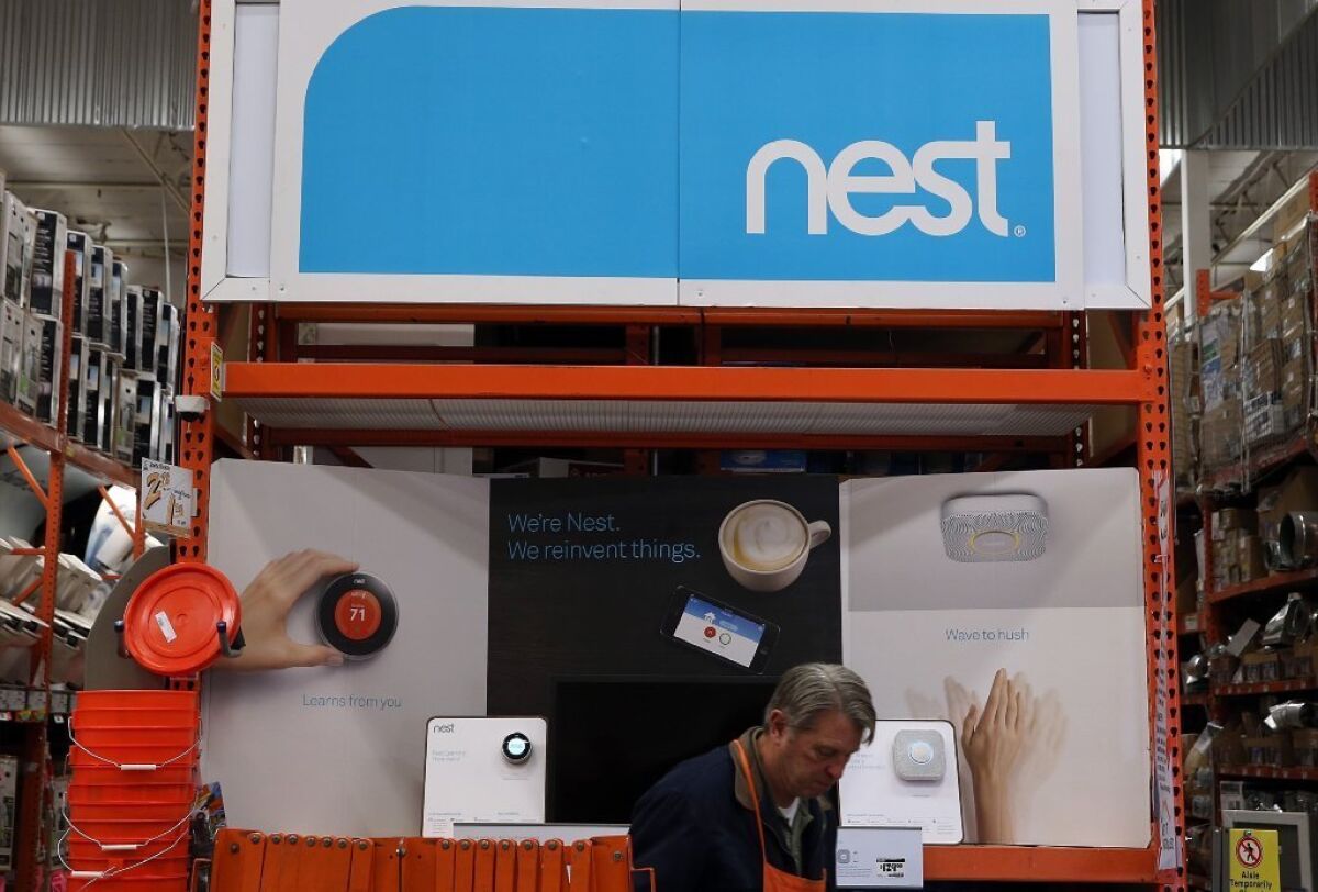 Nest products are displayed at a Home Depot store in San Rafael, Calif.