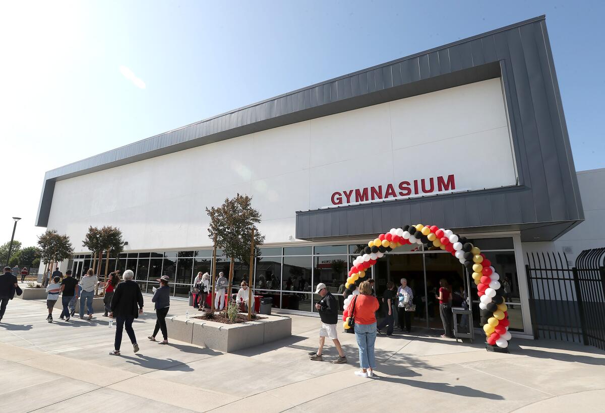 The new state-of-the-art gymnasium opens at Sowers Middle School in Huntington Beach on Wednesday.