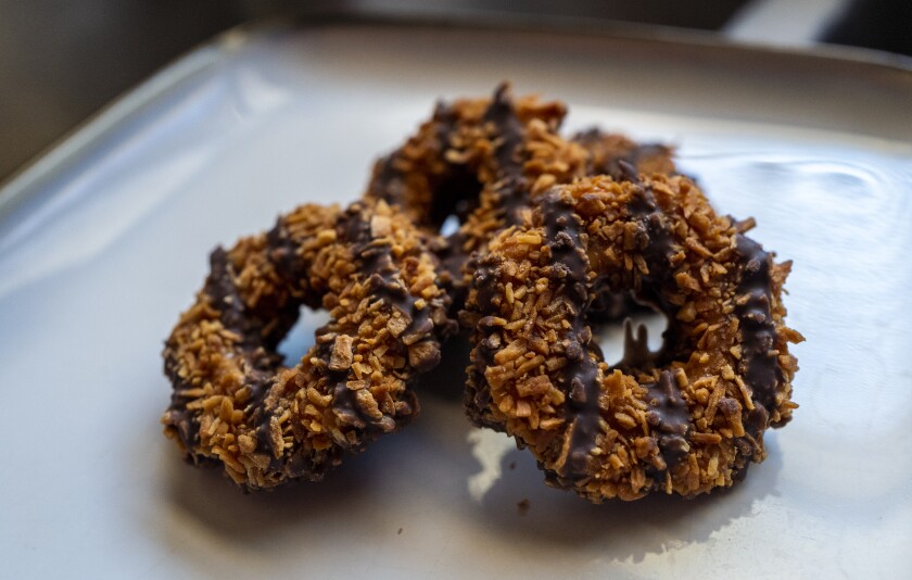 There are reportedly shortages of S'more and Samoa (shown above) Girl Scout cookies in greater Los Angeles.