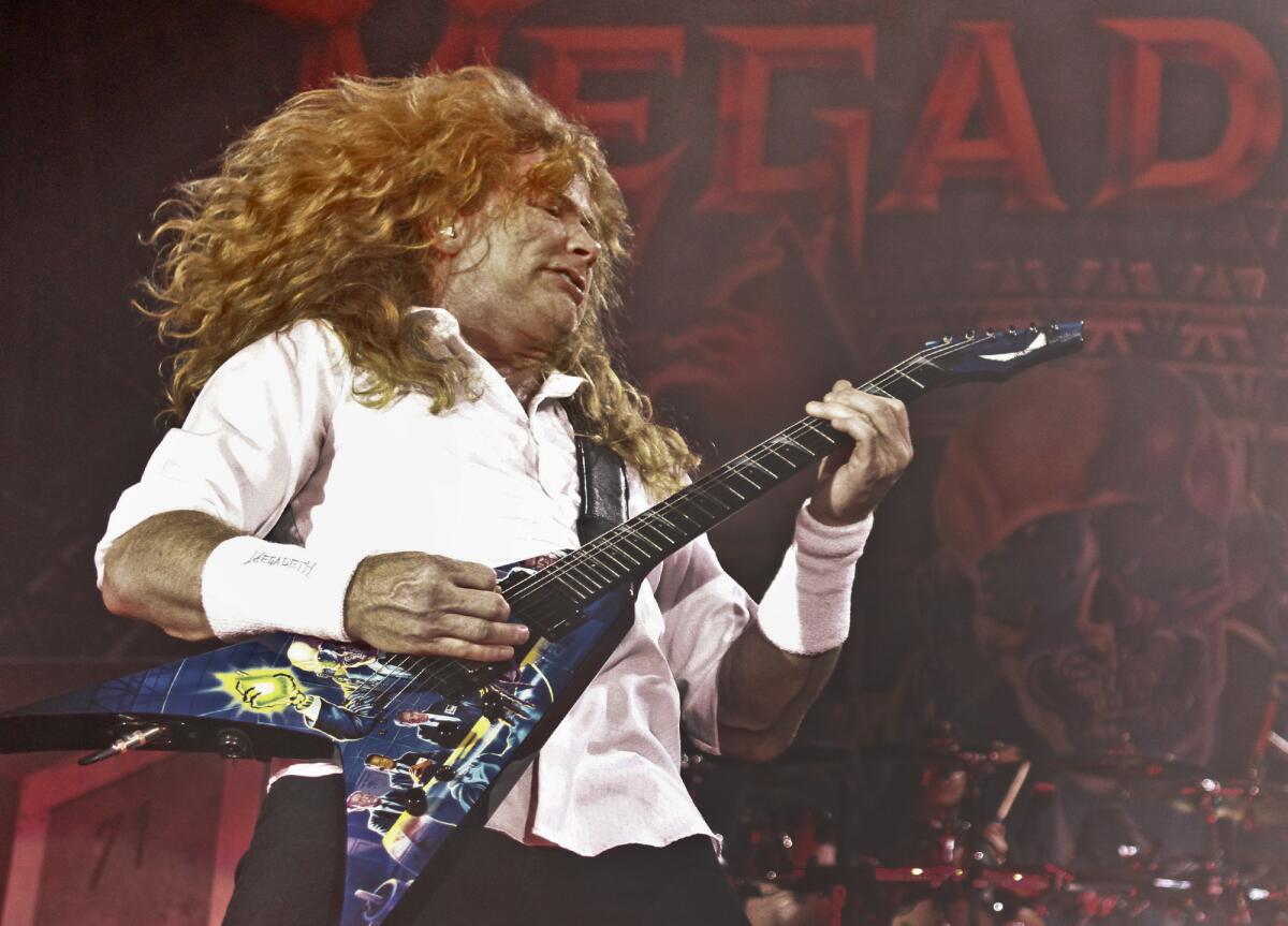 Megadeth's Dave Mustaine performs at the Long Beach Arena on Aug. 30, 2010.