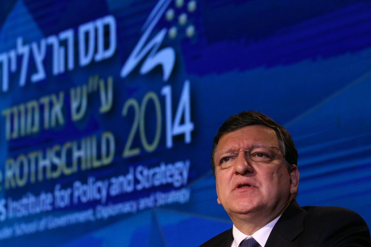 European Commission President Jose Manuel Barroso delivers a speech during the 14th annual international conference on security and policy in Herzliya, Israel.