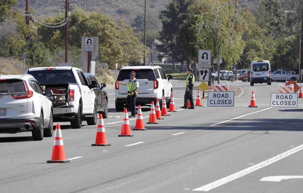 Laguna Canyon Road was closed in both directions from El Toro Road to Canyon Acres after a water main break.