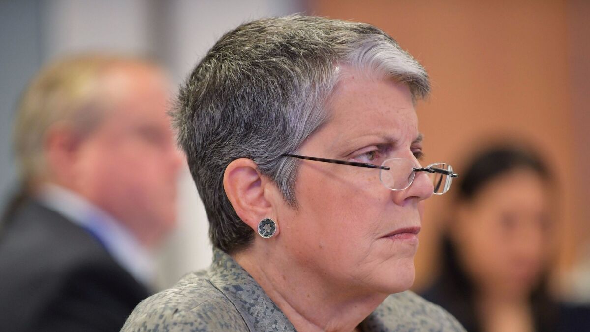 University of California President Janet Napolitano apologized for approving a plan by her top aides to interfere in a state audit of her office's operations.