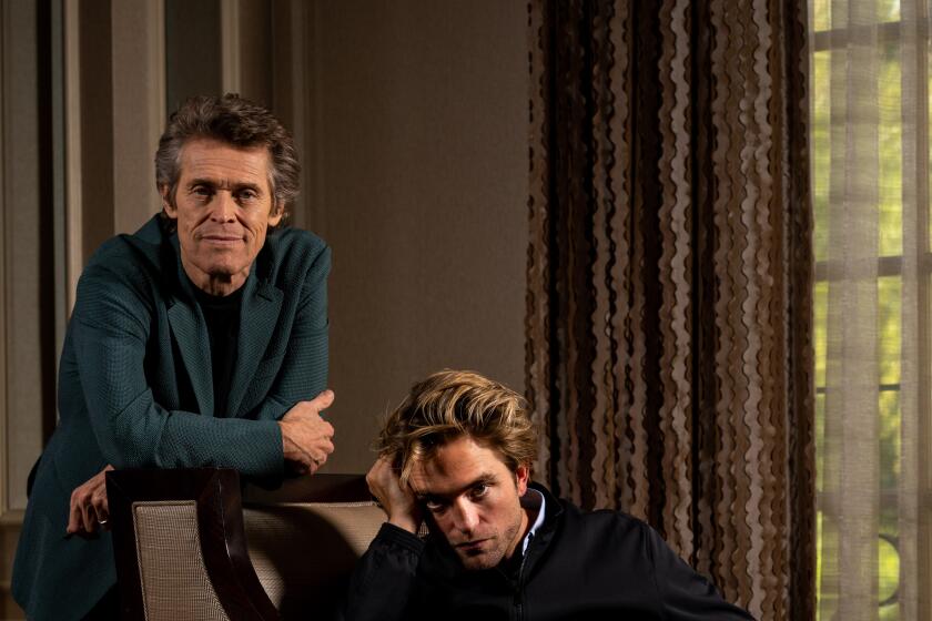 LOS ANGELES, CALIF. - OCTOBER 20: Actors Willem Dafoe and Robert Pattinson, from the film, “THe LIghthouse,” poses for a portrait at the Four Seasons Los Angeles at Beverly Hills on Sunday, Oct. 20, 2019 in Los Angeles, Calif. (Kent Nishimura / Los Angeles Times)