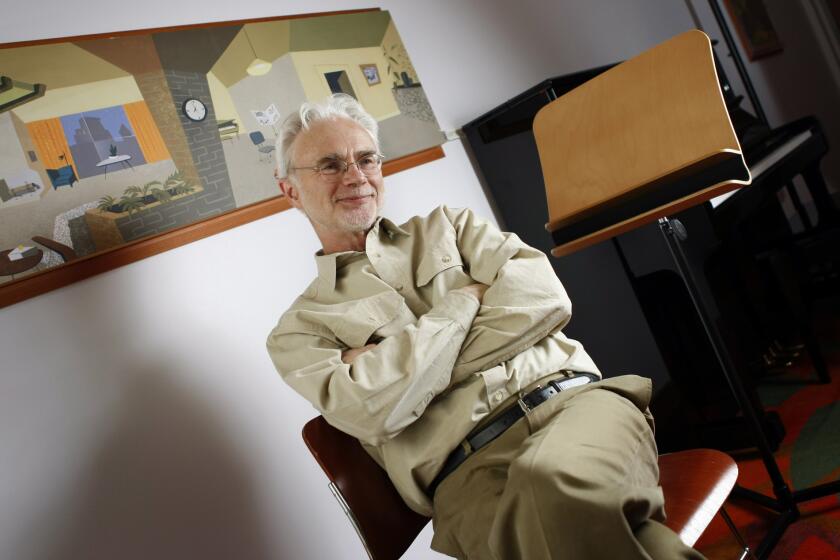 Los Angeles Philharmonic composer John Adams sits in his office at the Walt Disney Concert Hall in October 2009. "There are some interesting works that I do think reflect life out here," he says.