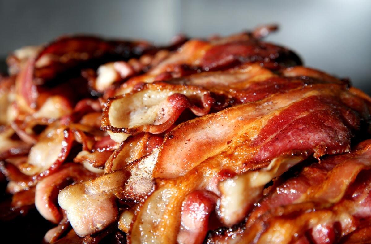 The price of bacon, accounting for inflation, is the highest it's been in about 40 years.