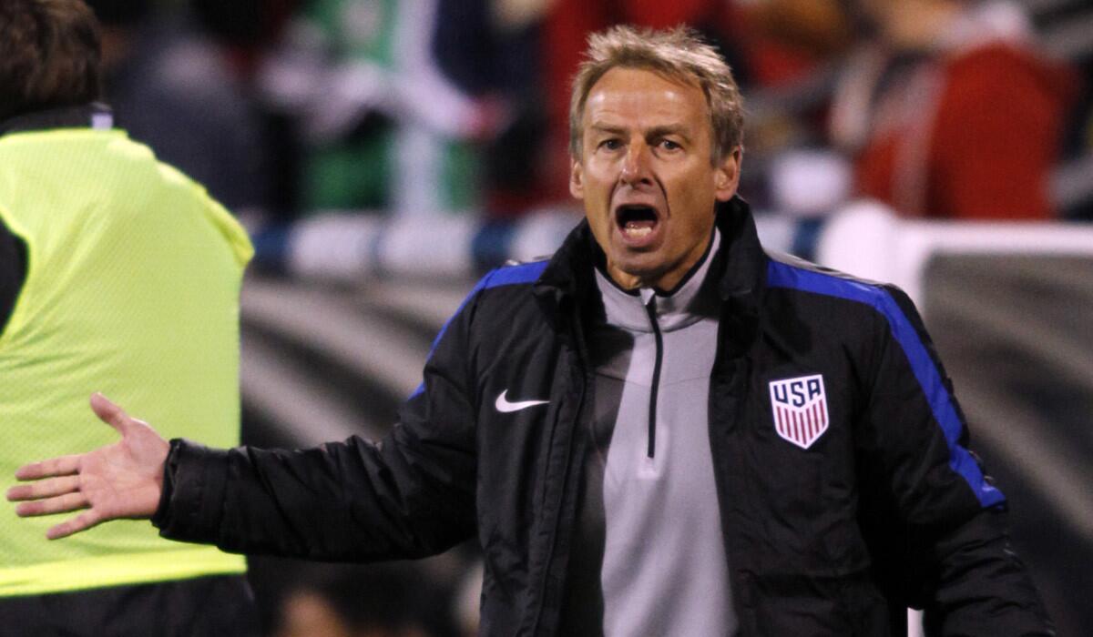 Jurgen Klinsmann coaches the U.S. national team against Mexico on Nov. 11.