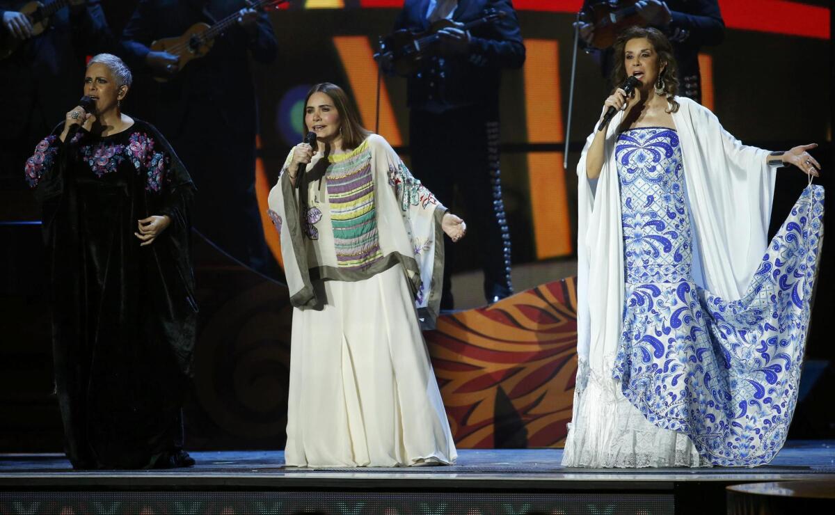 Las Tres Grandes perform "Mi Canto Viene Del Sur" at the 17th Annual Latin Grammy Awards in Las Vegas, Nevada, U.S., November 17, 2016. REUTERS/Mario Anzuoni ** Usable by SD ONLY **