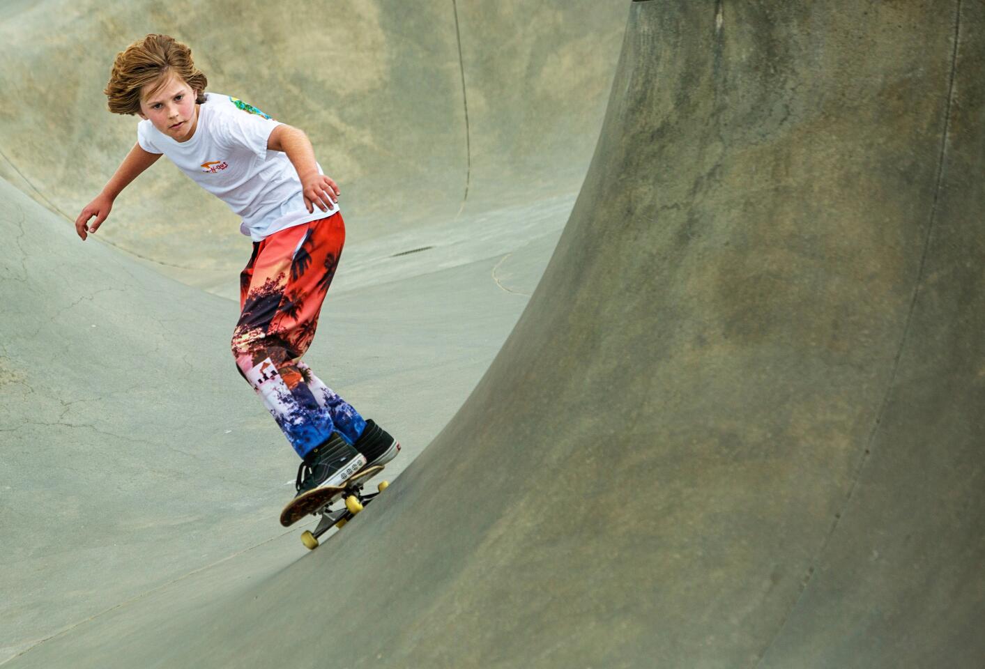 While on vacation with his family Liam Bengtsson, 12, of Fort Worth was at Venice Skate Park on Monday, March in Venice.
