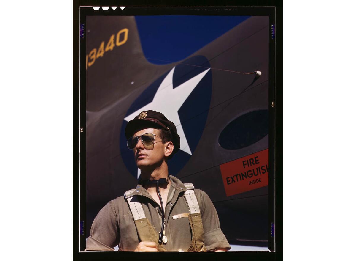 F.W. Hunter, Army test pilot, Douglas Aircraft Co. plant at Long Beach. October 1942