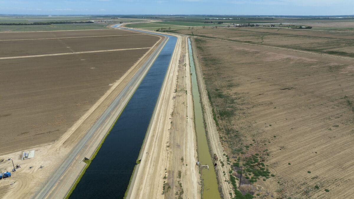 A portion of the 117-mile-long Delta-Mendota Canal outside Firebaugh in the Central Valley.