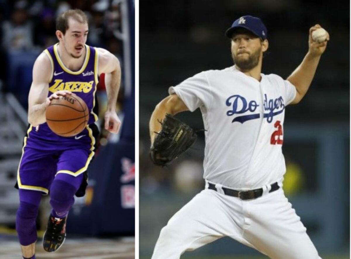 Alex Caruso (Lakers) y Clayton Kershaw (Dodgers).