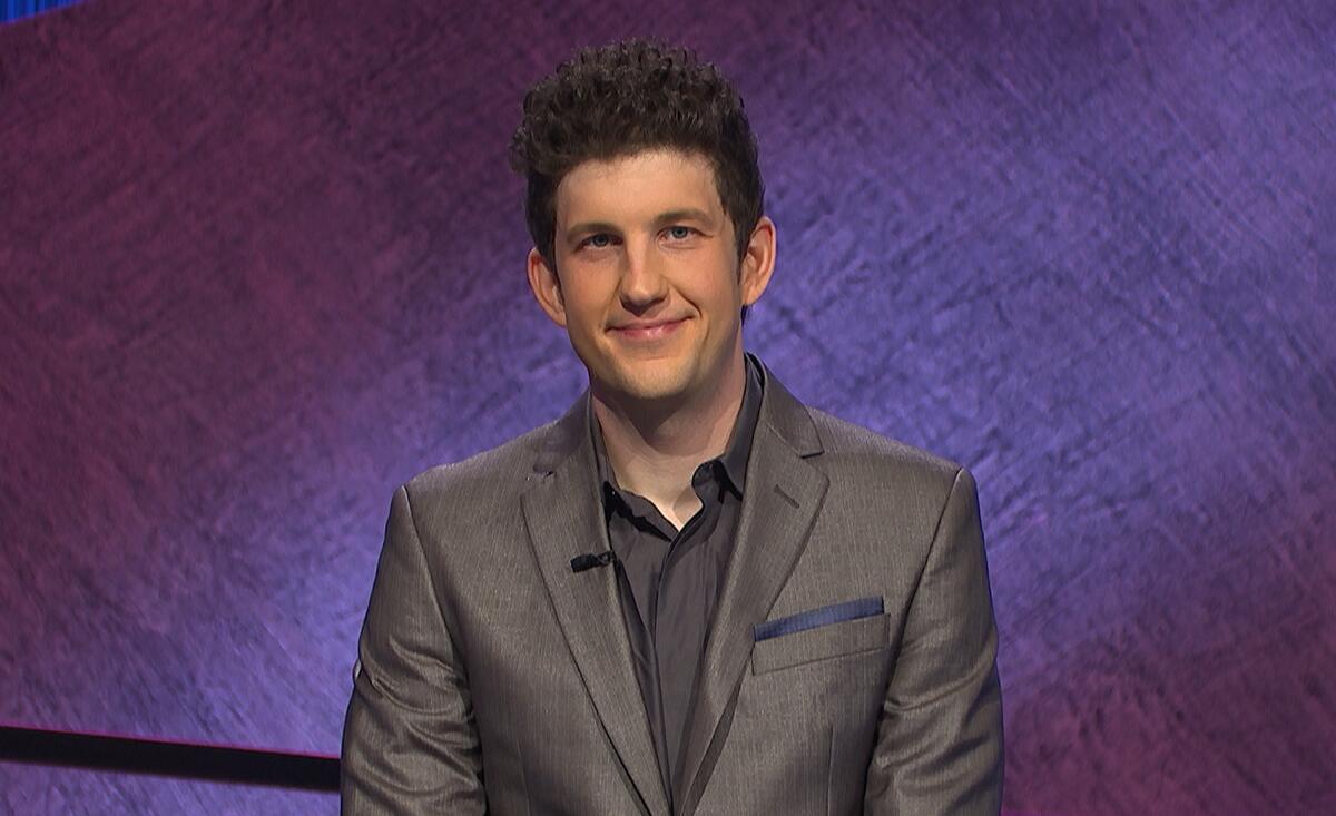 This image provided by Jeopardy! Productions Inc. shows contestant Matt Amodio. Amid the ruckus over the new host of “Jeopardy!”, Amodio has methodically scooped up resounding victories and a place in the quiz show’s hall of fame. The Yale University doctoral candidate in computer science had landed high on the list of all-time top “Jeopardy!” winners with more than $500,000 in prize money. (Jeopardy! Productions Inc. via AP)