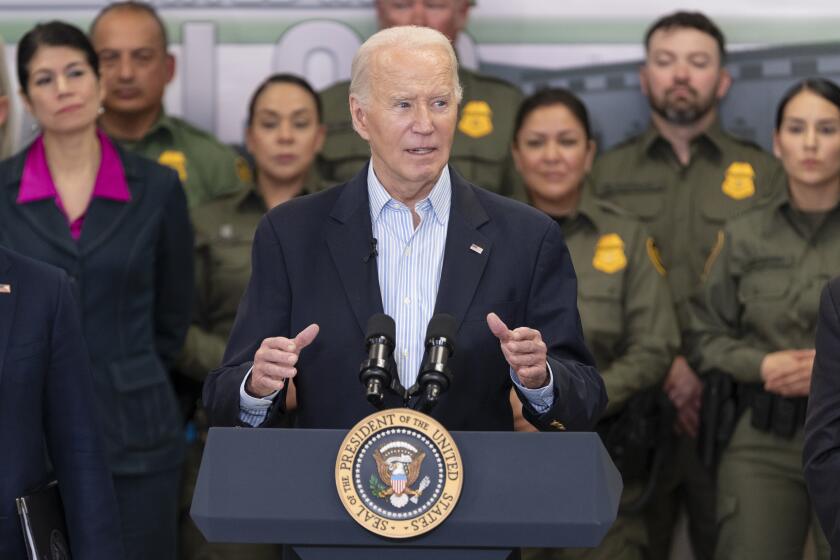 OLMITO, TEXAS - FEBRUARY 29: President Joe Biden delivers remarks about immigration and border security at the Brownsville Station on February 29, 2024 in Olmito, Texas. The President visited the border near Brownsville on the same day as a dueling trip made by former President Donald Trump to neighboring Eagle Pass, Texas. (Photo by Cheney Orr/Getty Images)
