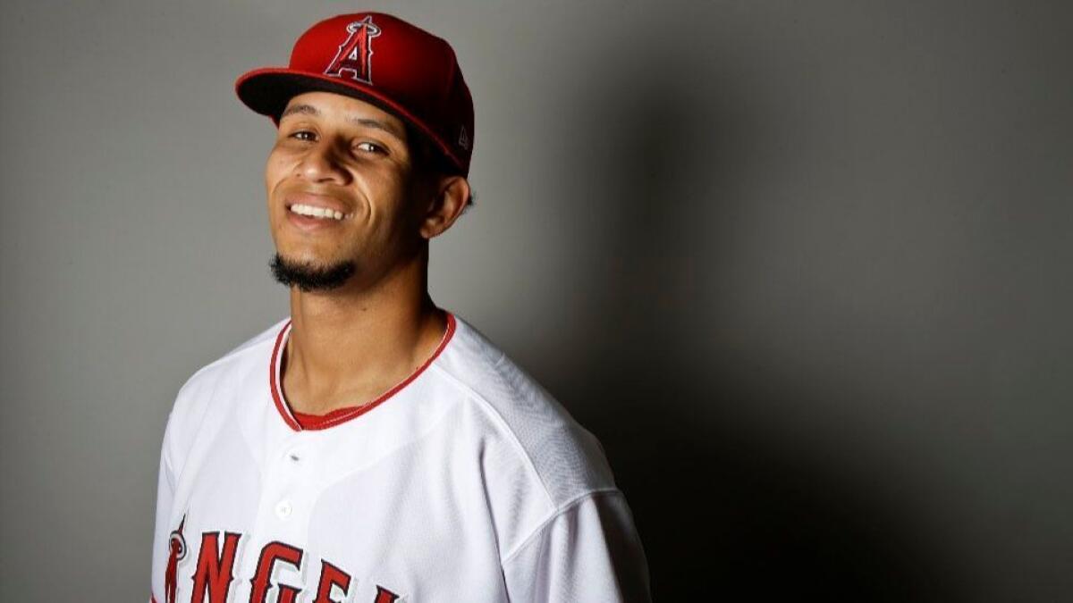 Angels relief pitcher Keynan Middleton poses for a portrait during the team's spring training photo day on Feb. 21.