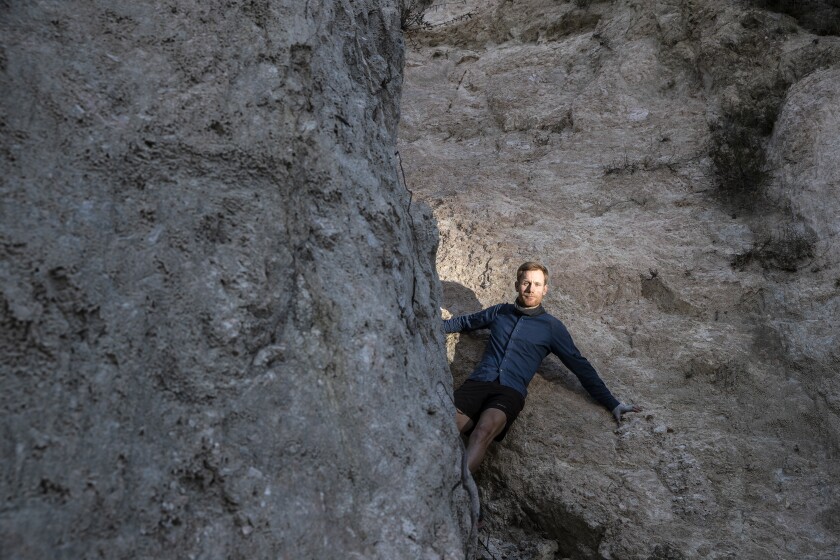 Cameron Hummels, a researcher at CalTech, is photographed near Angeles Crest Highway.