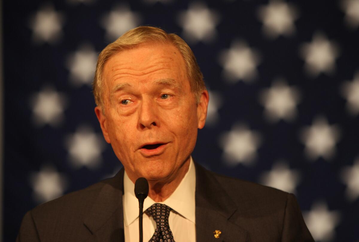 Former California Gov. Pete Wilson speaking in Costa Mesa in 2012.