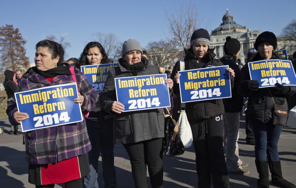 Immigration activists demonstrate on Capitol Hill in Washington.