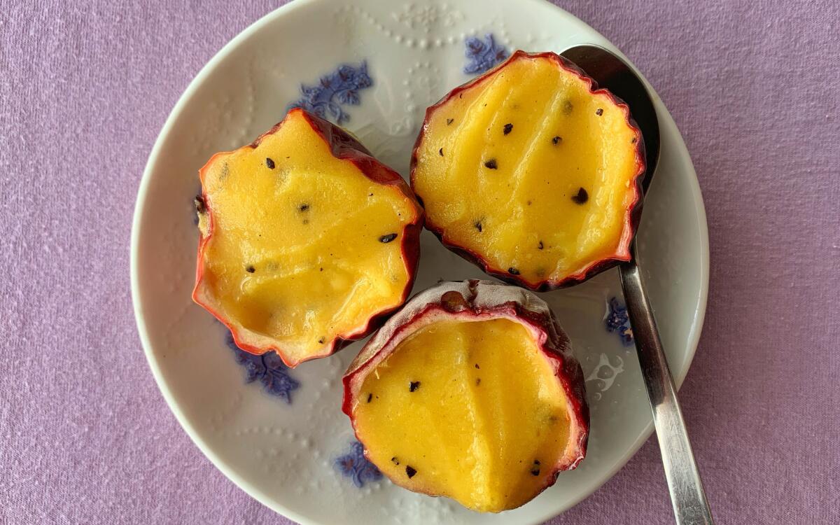 The floral tang of passion fruit is ideal in an ice-cold sorbet.