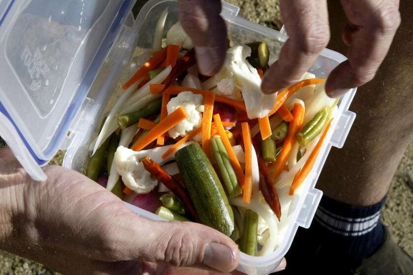 Digital Image taken on Wednesday, 8/17/2005, Burbank, CA - Photo by Ricardo DeAratanha/Los Angeles Times -- Pickled Vegetables to illustrate a day hiker food story.