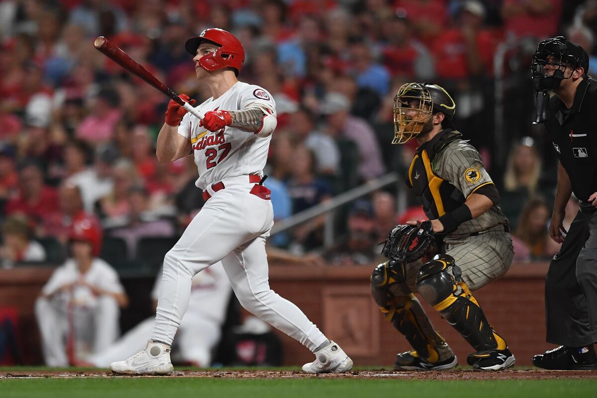Tyler O'Neill of the St. Louis Cardinals hits a two-run homer 