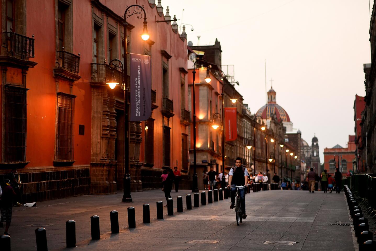 A street scene of Zocalo in Mexico City.