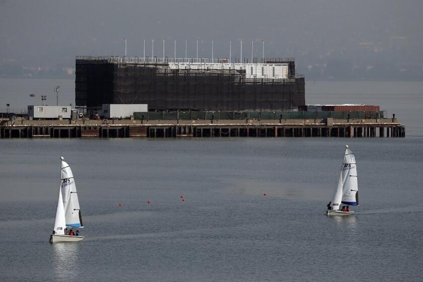 Google's mysterious barge has arrived at the Port of Stockton.