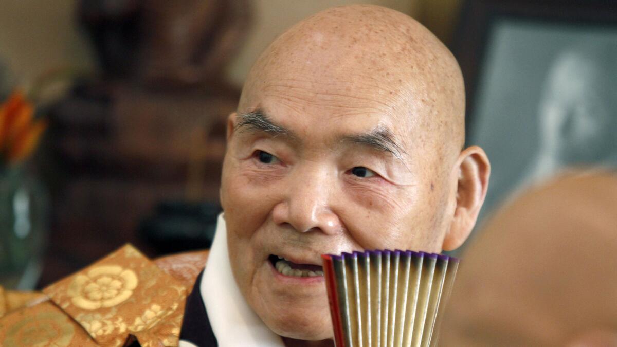 Joshu Sasaki Roshi celebrates his 50th anniversary at Rinzaiñji Zen Center in Los Angeles in 2012.
