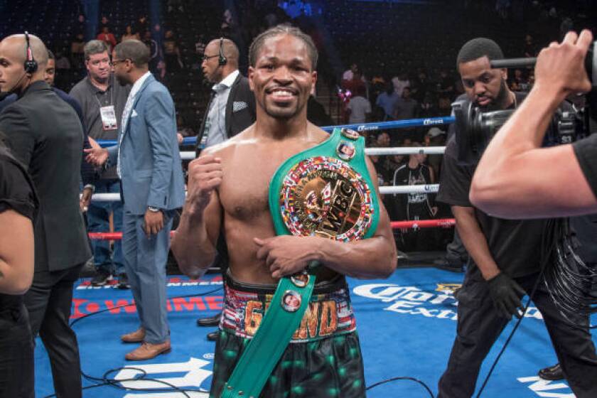 NEW YORK, NY - SEPTEMBER 08: Shawn Porter holds the WBC Welterweight Title belt after defeating Danny Garcia by Unanimous Decision at Barclays Center on September 8, 2018 in New York City. (Photo by Bill Tompkins/Getty Images)