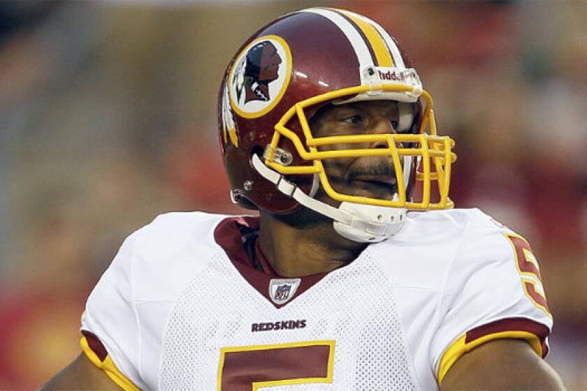 Donovan McNabb, shown with the Washington Redskins in 2010, may have gotten himself into trouble in Arizona early this year.