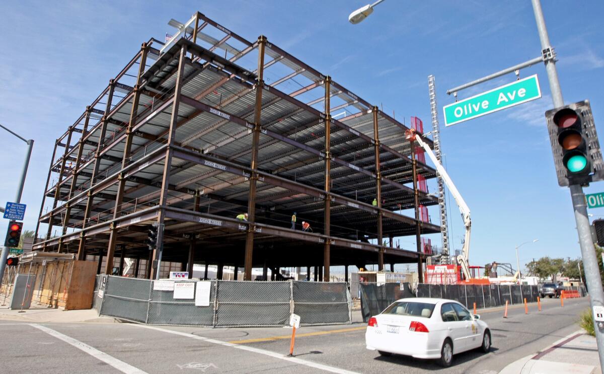 Nickelodeon began construction of a new studio on the corner of Lake Street and Olive Avenue that will expand its footprint from 72,000 square feet into 190,000 square feet and will make the Burbank location the kids' cable network's West Coast hub. Photographed on Monday, September 21, 2015.