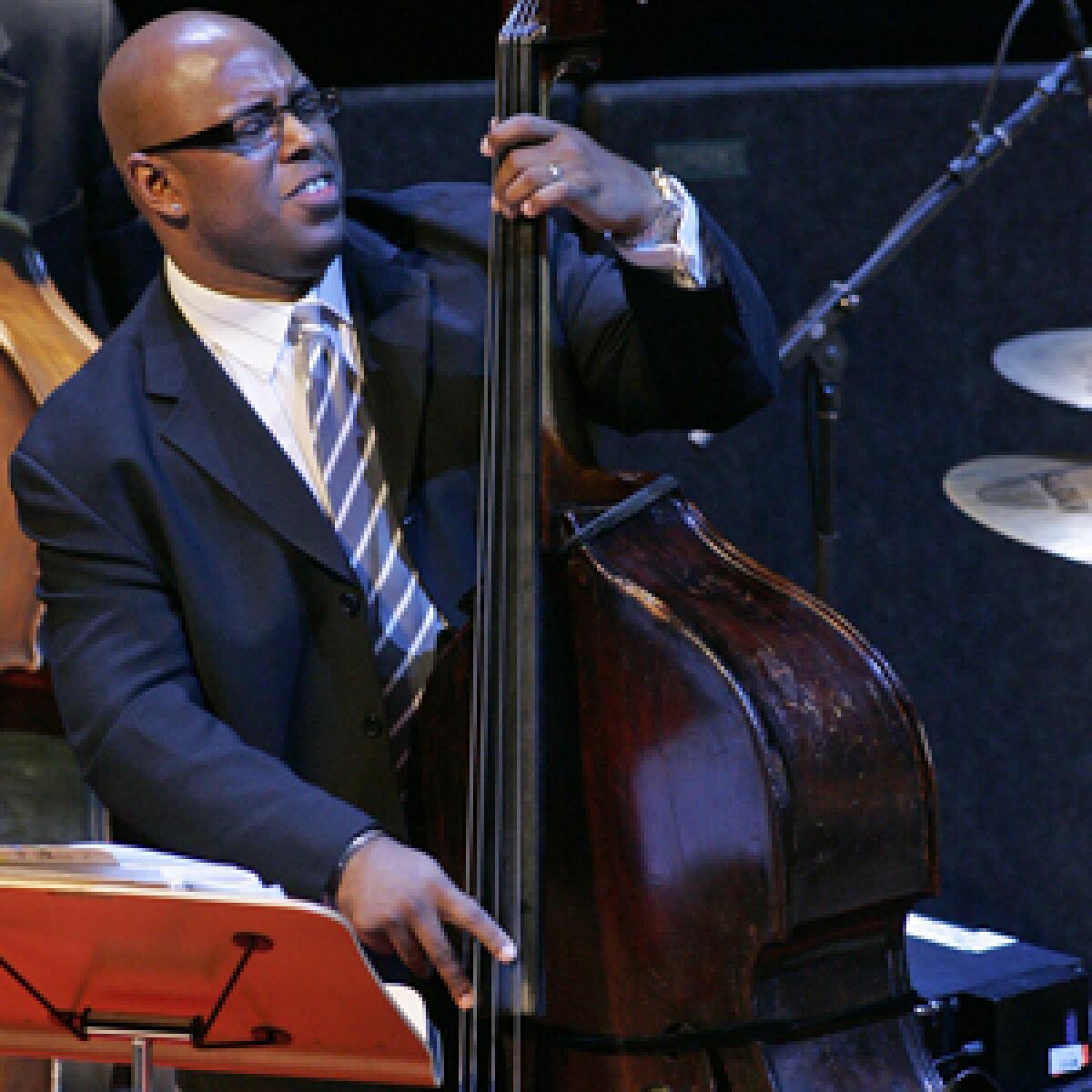 Bassist and composer Christian McBride performs in a musical tribute at the Disney Hall.
