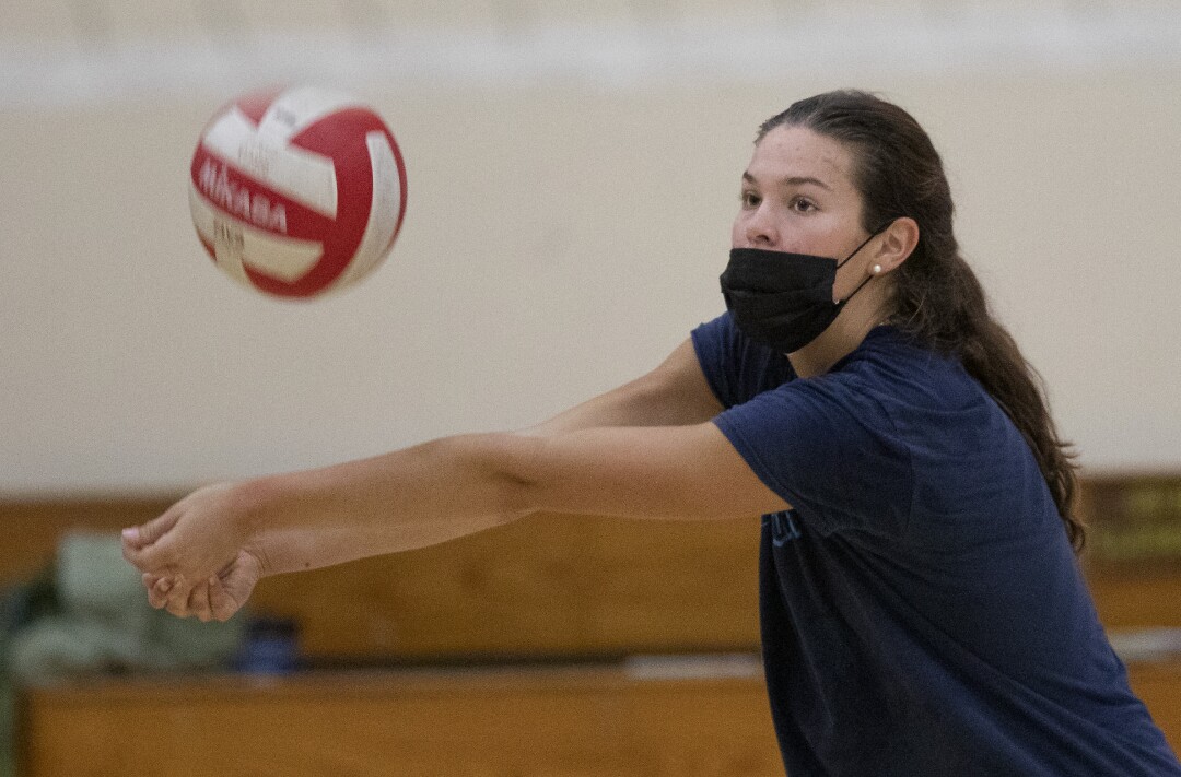 Elia Rubin makes a pass during volleyball practice.