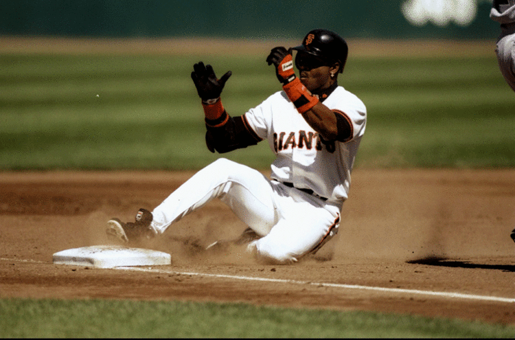Sliding to third base in 1997