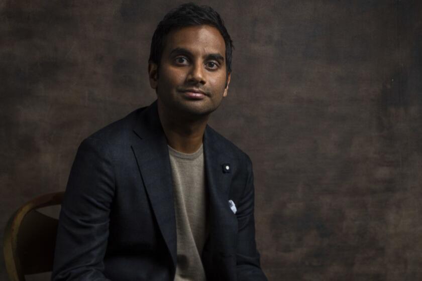 HOLLYWOOD, CA --MARCH 21, 2019 -- Actor Aziz Ansari, who played Tom Haverford, on NBC's "Parks and Recreation," is photographed in the L.A. Times photo studio during their cast reunion at PaleyFest, at the Dolby Theatre in Hollywood, CA, Mar 21, 2019. (Jay L. Clendenin / Los Angeles Times)