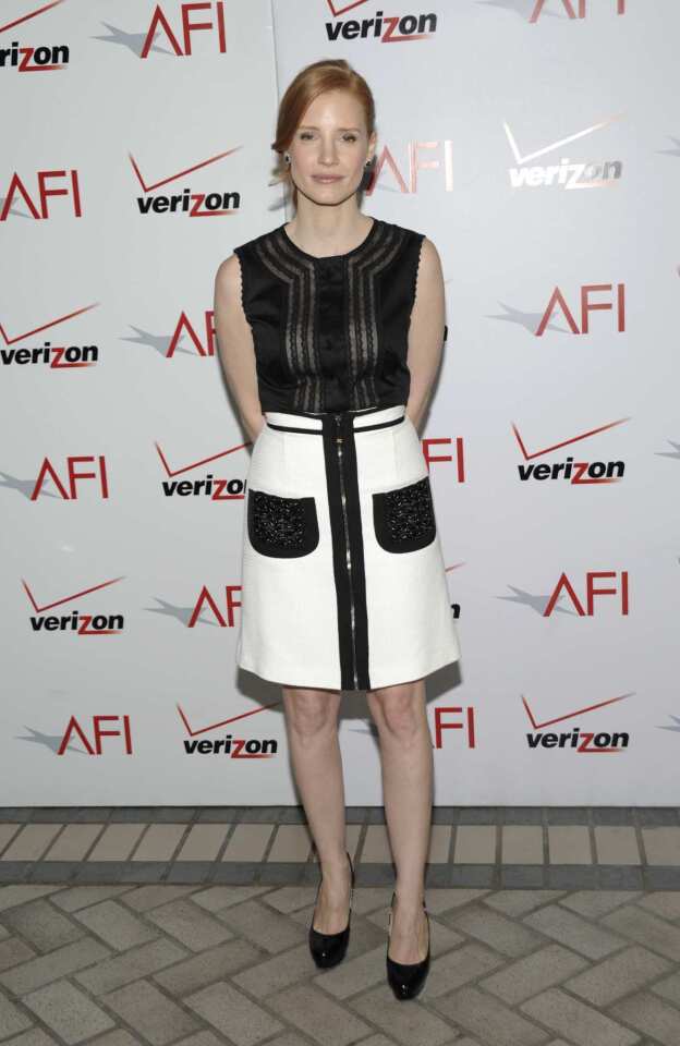 Jessica Chastain arrives at the AFI Awards.