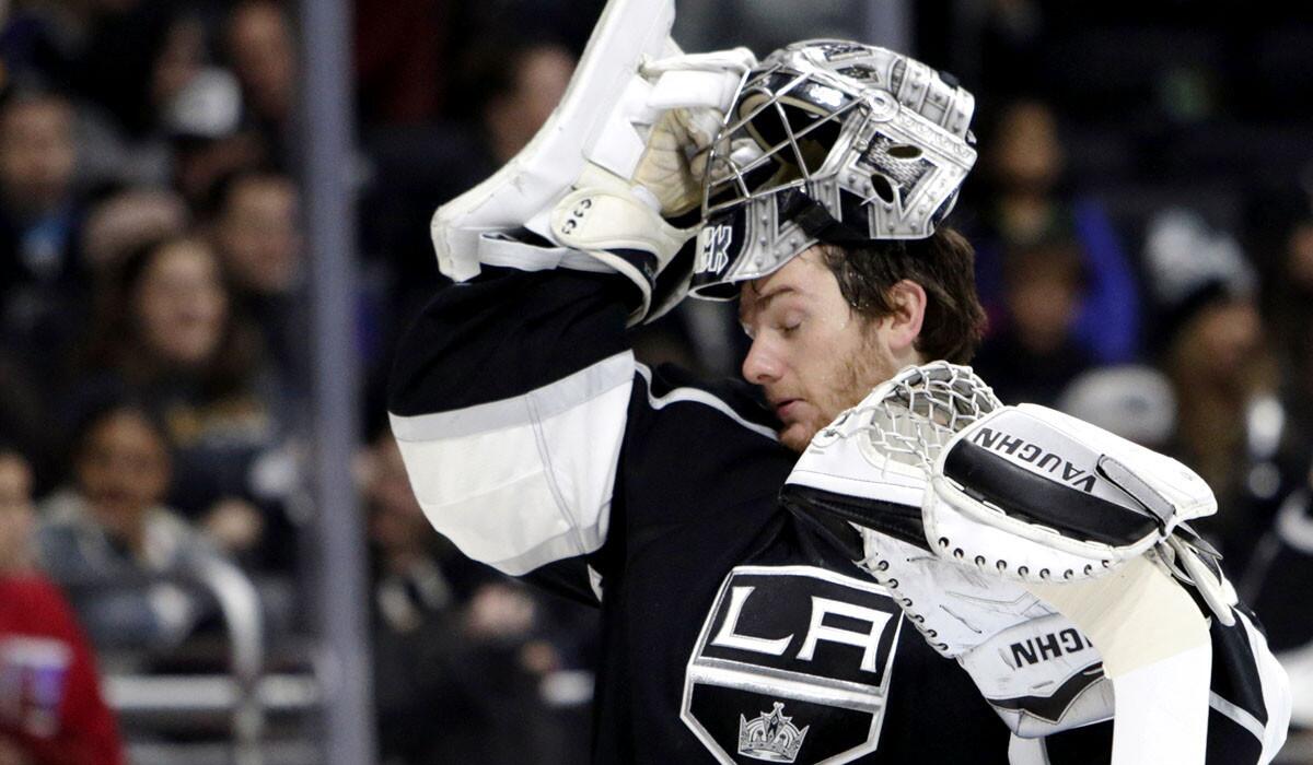 Kings goalie Jonathan Quick, who was pulled Saturday after giving up three first-period goals to the Predators, has a .917 save percentage.