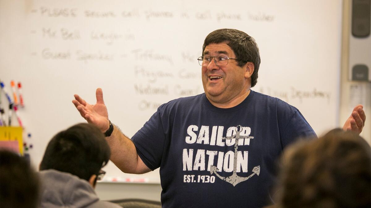 Newport Harbor High School health teacher Ed Bell has made it a goal to lose weight and live a healthier lifestyle as part of his health class curriculum.