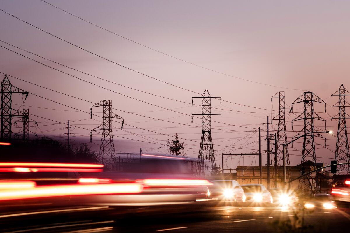 Transmission lines with cars driving by