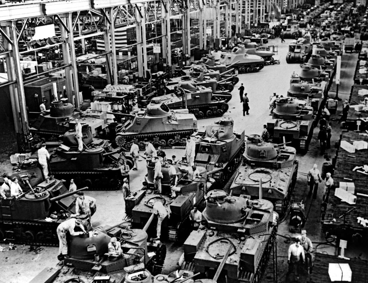 Six months after the U.S. entered World War II, a converted Chrysler plant in Detroit was turning out tanks 24 hours a day.