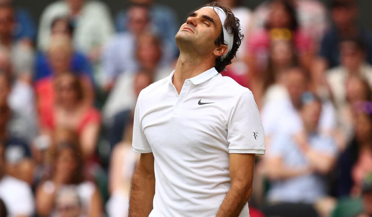 Roger Federer after losing a point to Milos Raonic.