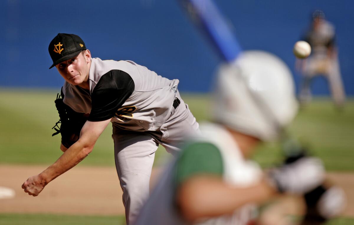 Capistrano Valley pitcher Tyler Matzek pitches against Riverside Poly in the Southern Section Division I semifinals.