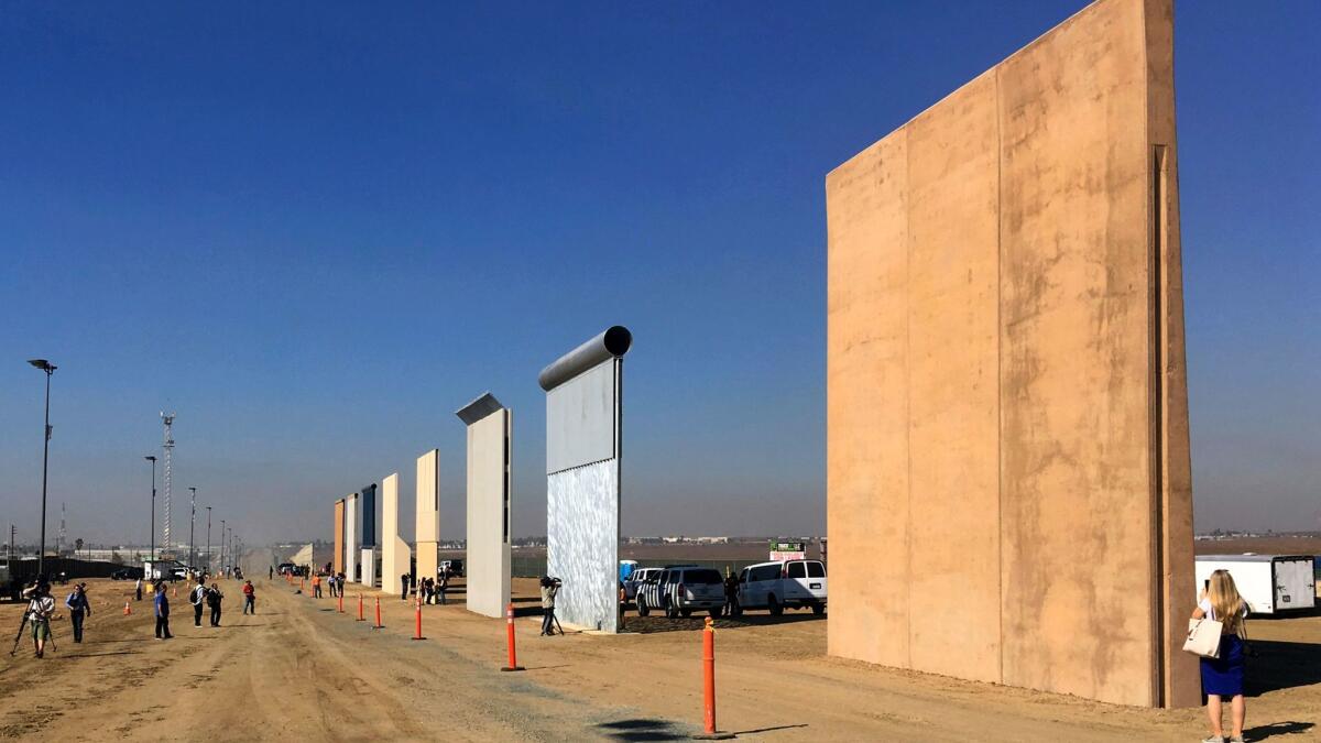 Prototypes of border walls in San Diego.