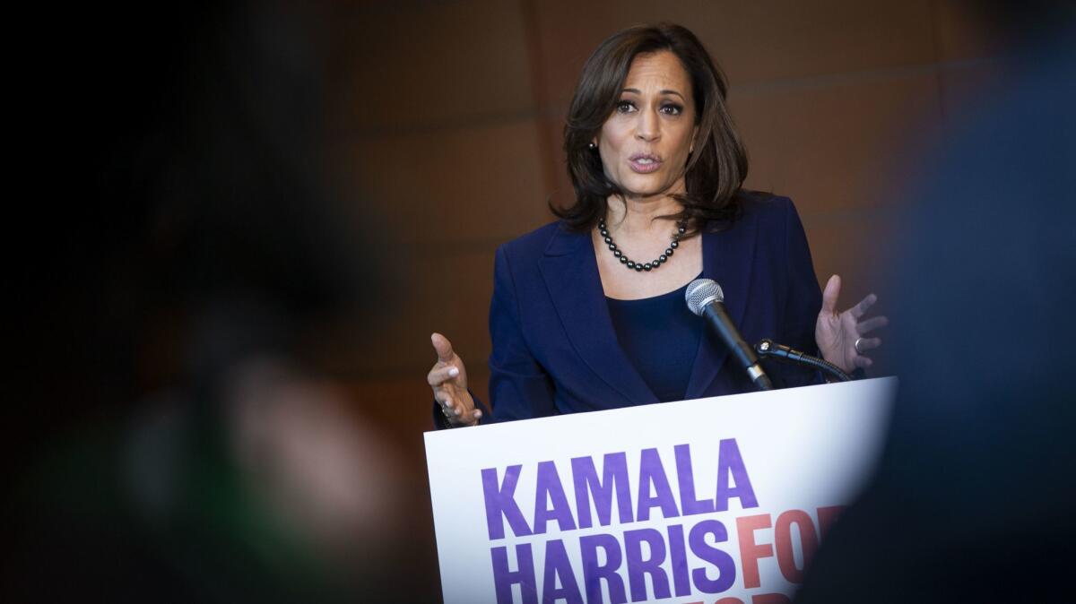 Sen. Kamala Harris (D-Calif.) announced her candidacy for president on Jan. 21 in Washington.
