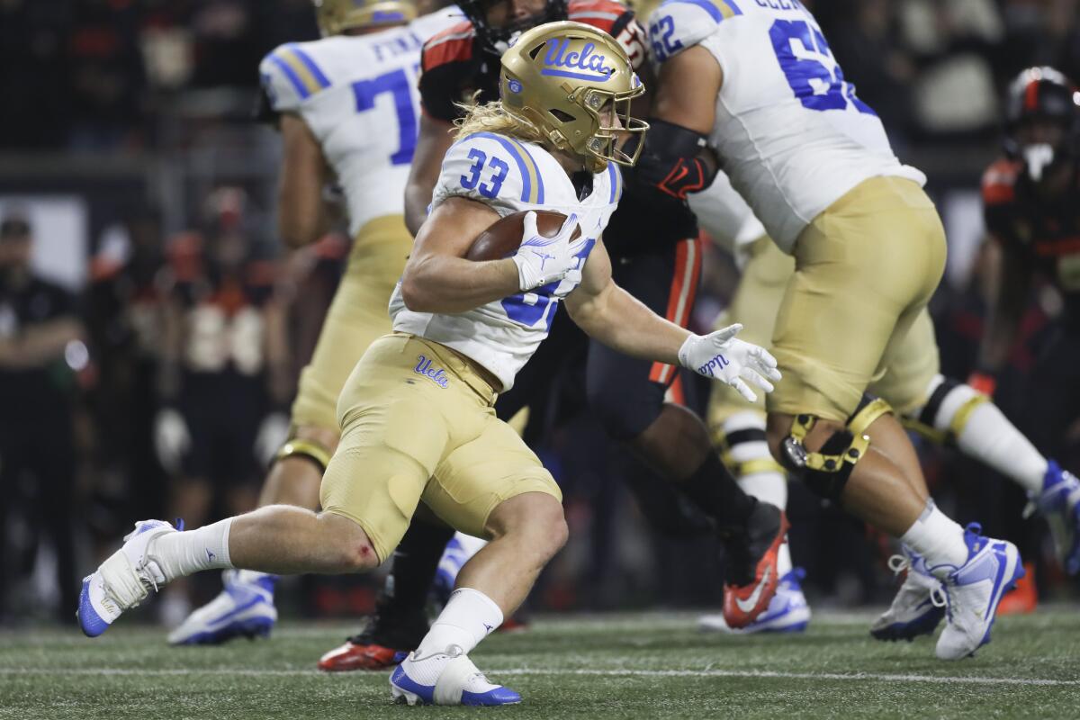 UCLA running back Carson Steele carries the ball against Oregon State on Oct. 14.