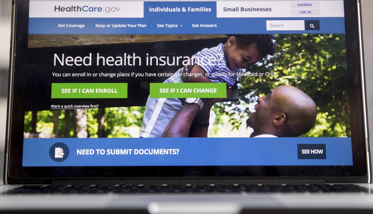 The HealthCare.gov website, where people can buy health insurance under the Affordable Care Act.